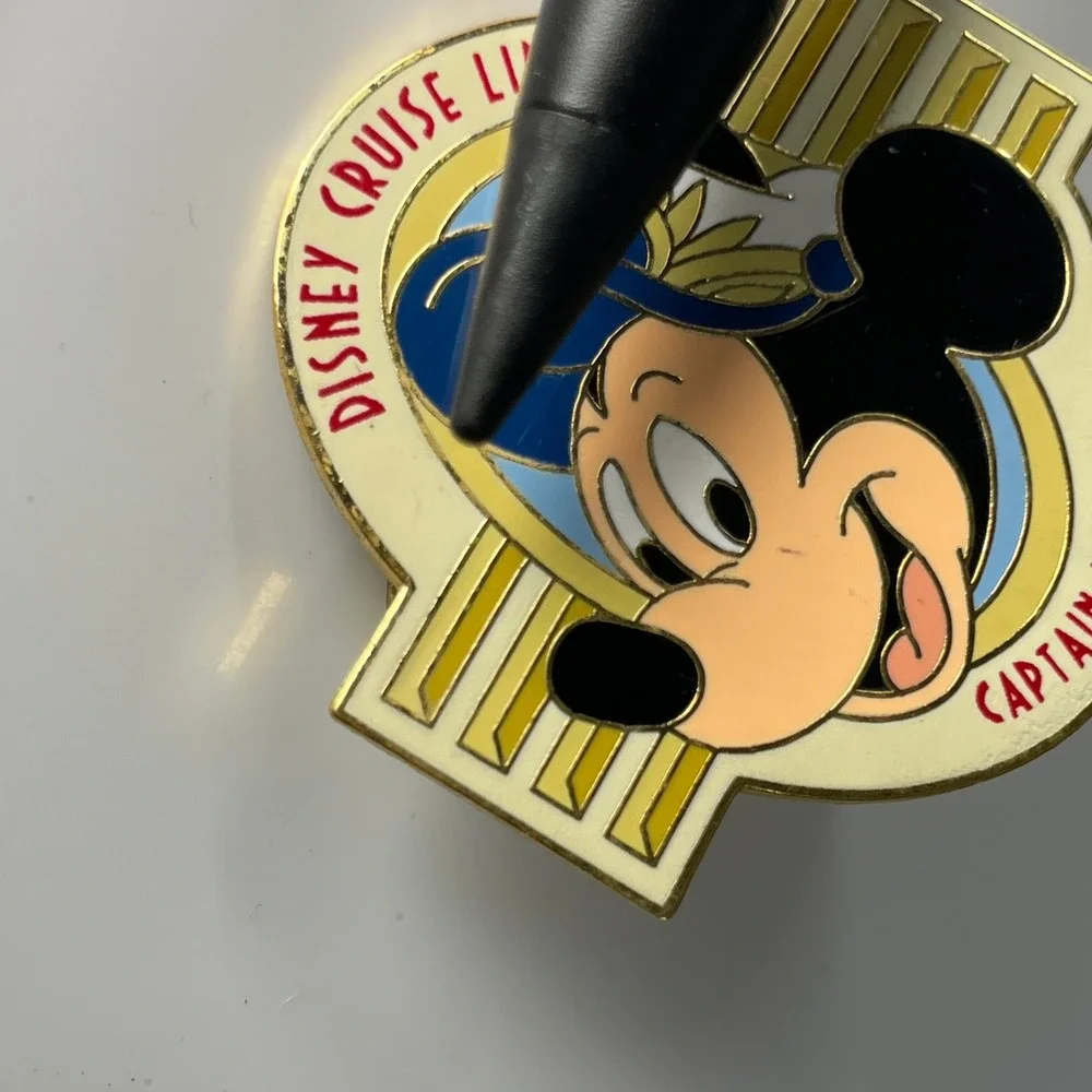 Disney Cruise Line Captain Mickey Mouse Pin Vintage Gold Tone Enamel Sailor Hat